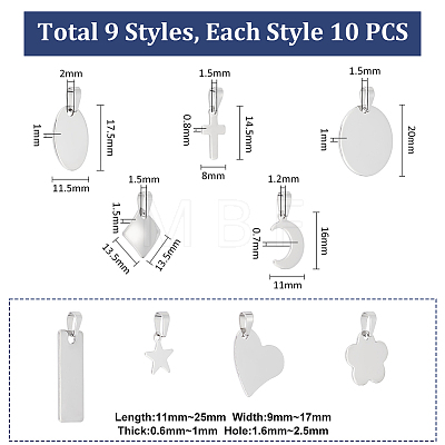 304 Stainless Steel Pendants PALLOY-AB00256-1