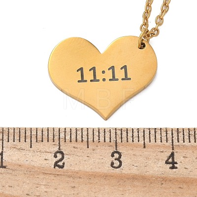 304 Stainless Steel Number 11:11 Pendant Necklaces NJEW-NH0002-01G-01-1
