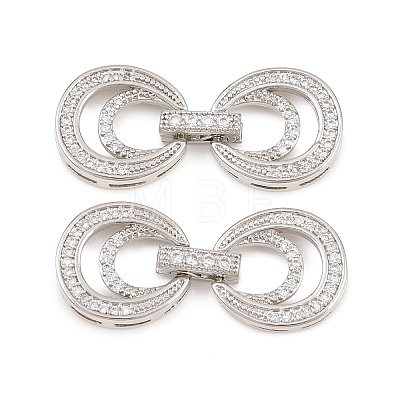Brass Micro Pave Clear Cubic Zirconia Fold Over Clasps KK-C075-47P-1