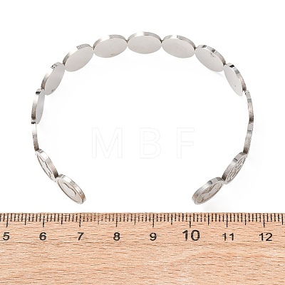 201 Stainless Steel Cuff Bangles for Women Flat Round with Cross & Butterfly & Heart & Star & Flower BJEW-T024-01E-P-1