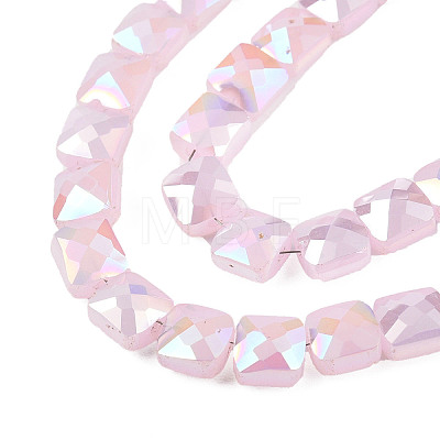 Electroplate Opaque Solid Color Glass Beads Strands X-EGLA-N002-42-01-1