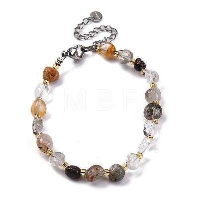 Natural Lodolite Quartz Beaded Bracelets for Women G-P563-07P-11-1