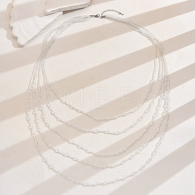 Bohemian Style Plastic Long Bicone Beads Multi Layered Necklaces for Women's Daily Parties DF6907-1-1