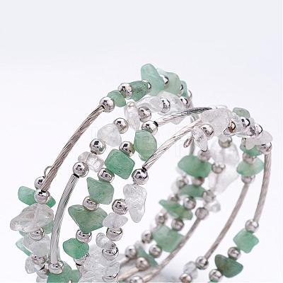 Five Loops Wrap Green Aventurine Beads Bracelets BJEW-JB02589-03-1