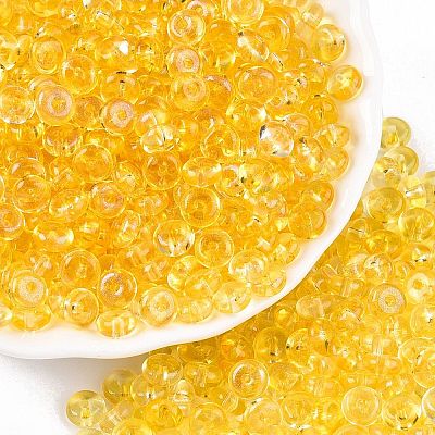 Spray Painted Transparent Glass Seed Beads SEED-T007-05A-1