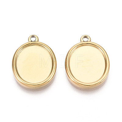 304 Stainless Steel Pendant Cabochon Settings STAS-T067-69G-1