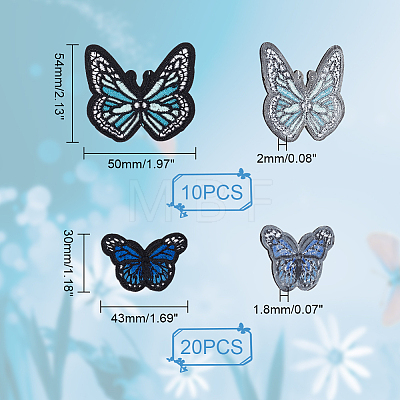 2 Style Iron on Butterfly Cloth Patches PATC-GA0001-08-1