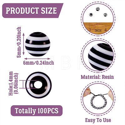 Striped Resin Beads RESI-TAG0001-01-1