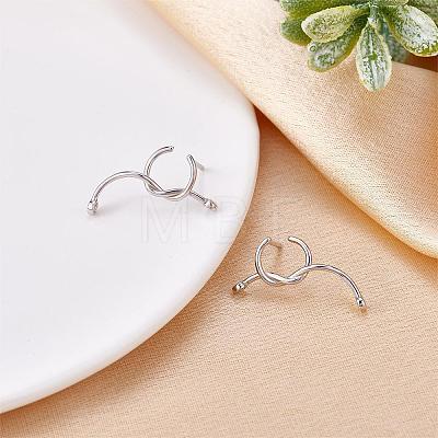 Rhodium Plated 925 Sterling Silver Twist Knot Stud Earrings for Women JE1081A-1