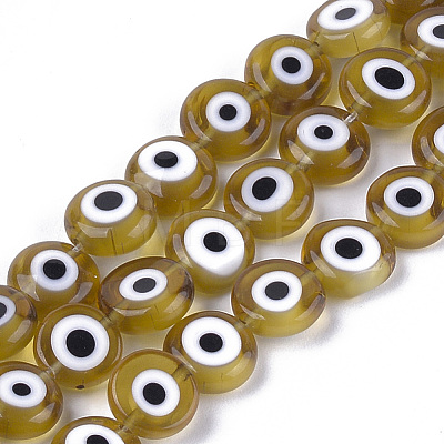 Handmade Evil Eye Lampwork Beads Strands X-LAMP-S191-02C-07-1