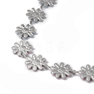Enamel Daisy Link Chain Necklace NJEW-P220-01P-07-1