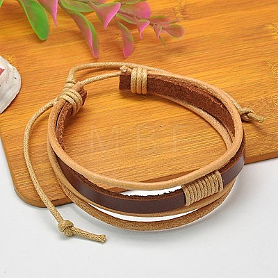 Multi-strand Leather Cord Bracelets X-BJEW-A063-03-1