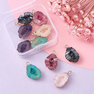 10Pcs 5 Colors Druzy Geode Resin Pendants RESI-YW0001-47-1