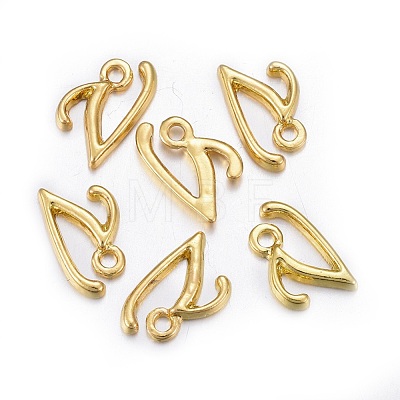 Golden Plated Alloy Letter Pendants X-PALLOY-J718-01G-V-1