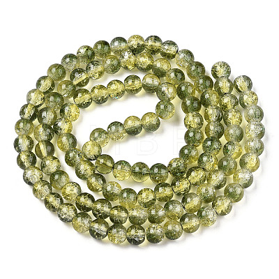 Two-Tone Crackle Baking Painted Transparent Glass Beads Strands X-CCG-T004-8mm-01-1