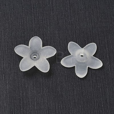 Transparent Frosted Acrylic Flower Beads X-PAB1936Y-10-1