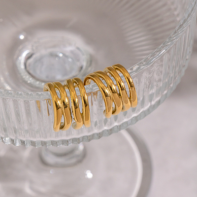 Vintage Multilayer C-Shaped 304 Stainless Steel Cuff Earrings GA4213-1