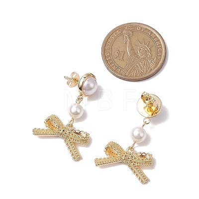 Round Shell Pearl Ear Studs EJEW-TA00539-1