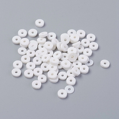 Flat Round Handmade Polymer Clay Bead Spacers X-CLAY-R067-3.0mm-17-1
