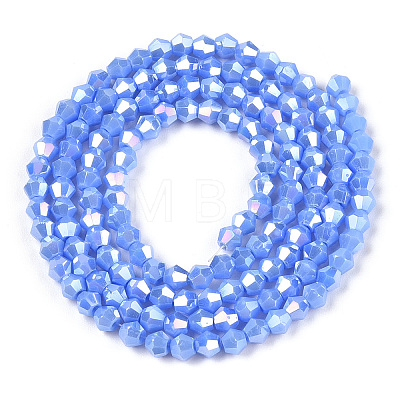 Opaque Solid Color Electroplate Glass Beads Strands EGLA-A039-P2mm-B19-1