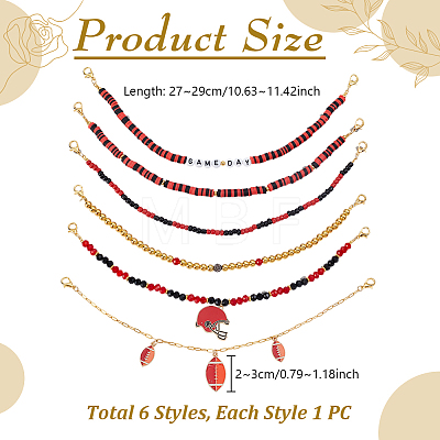 6Pcs 6 Styles Handmade Polymer Clay & CCB Plastic & Glass & Alloy Enamel Pendant Hat Chains HJEW-GA00089-1