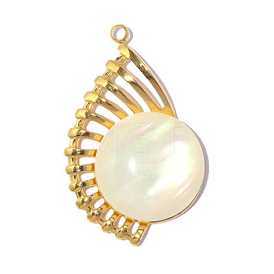 304 Stainless Steel & Shell Pendants STAS-OY019-39G-1
