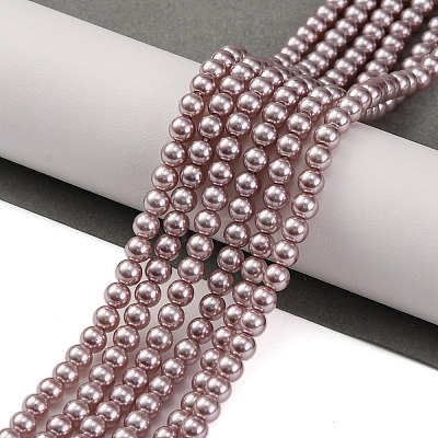 Baking Painted Pearlized Glass Pearl Round Bead Strands PEAR-H019-02A-03-1