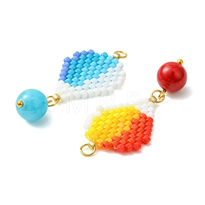 304 Stainless Steel & Glass Cylinder Seed Beads & Glass Pendnats PALLOY-MZ01446-1