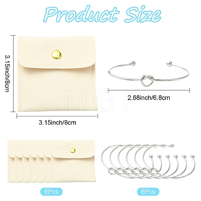 6Pcs Knot Shape Cuff Bangle BJEW-YW0001-19-1