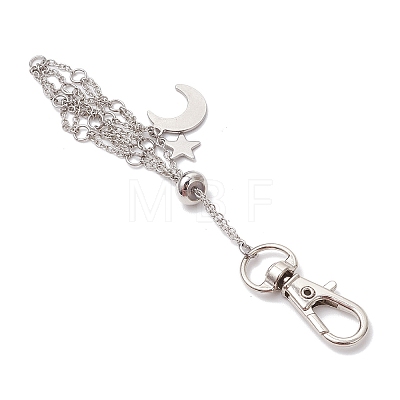 Moon Alloy Swivel Lobster Claw Clasps & Brass Cable Chains AJEW-JB01337-02-1