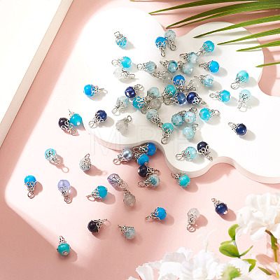 100Pcs Mixed Styles Glass Pendants PALLOY-TADJ00007-1