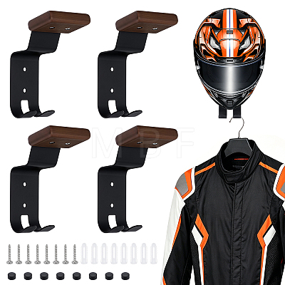 2 Bags Wood & Carbon Alloy Motorcycle Helmet Rack ODIS-DL0001-11-1