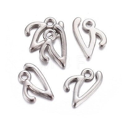 Platinum Plated Alloy Letter Pendants PALLOY-P097-02-V-1