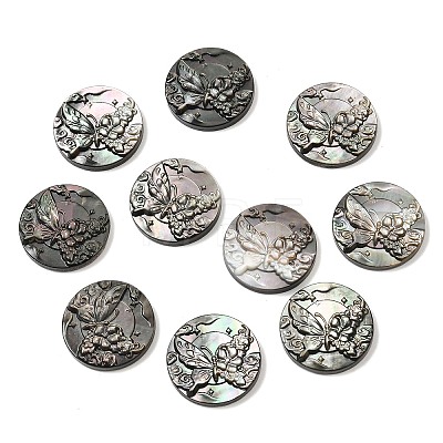 Natural Black Lip Shell Carved Cabochons SSHEL-B006-01B-D-1
