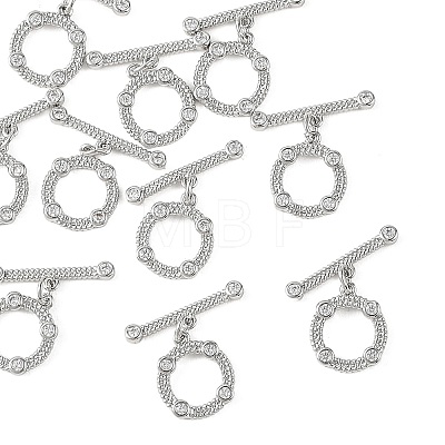 SHEGRACE Brass Micro Pave Clear Cubic Zirconia OT Toggle Claps XGRQ5K371-830P-1