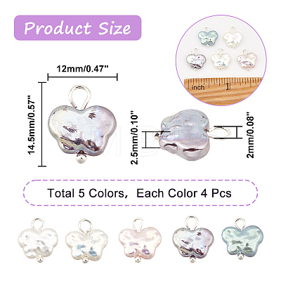 20Pcs 5 Colors ABS Plastic Imitation Pearl Pendants OACR-AR0001-13-1