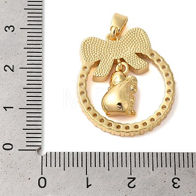 Christmas Theme Brass Micro Pave Cubic Zirconia Pendants KK-K385-120G-1