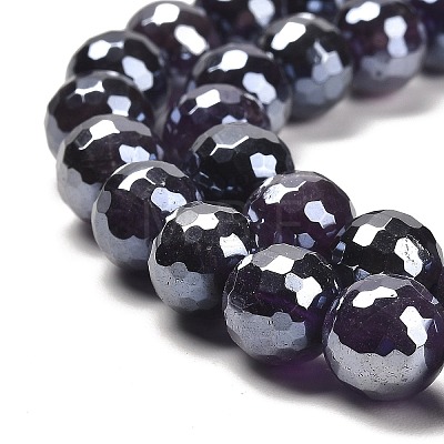 Electroplated Natural Amethyst Round Beads Strands G-L598-A05-03-1