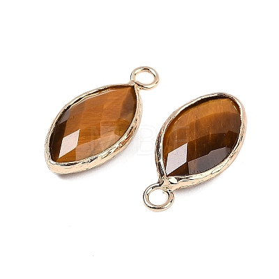 Natural Tiger Eye Faceted Pendants G-G193-01G-03-1