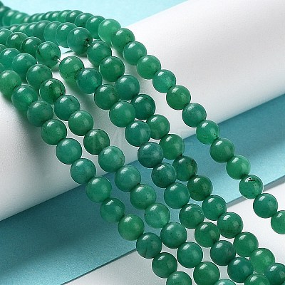 Natural Teal Jade Round Beads Strands G-P070-09-4mm-01-1
