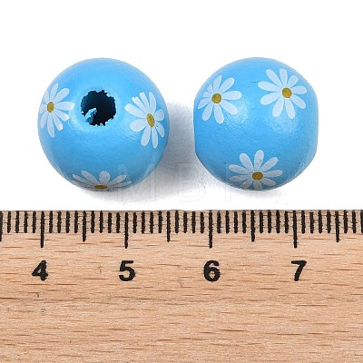 Printed Wood European Beads WOOD-G029-07B-1