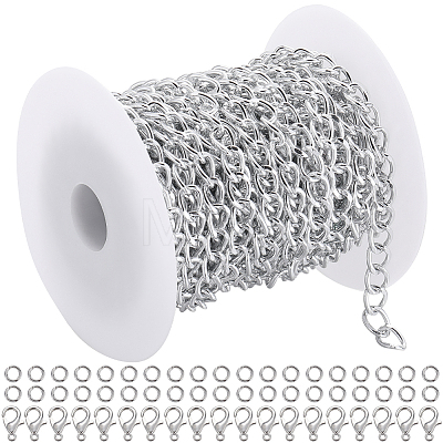 DIY Aluminium Curb Chains Bracelet Necklace Making Kit DIY-SP0001-13A-S-1