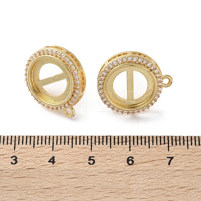 Brass Micro Pave Clear Cubic Zirconia Stud Earrings Findings KK-R215-09G-02-1