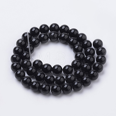 Natural Black Onyx Beads Strands G-S259-19-8mm-1
