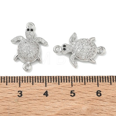 Brass Micro Pave Clear Cubic Zirconia Sea Animals Connector Charms KK-H280-01A-P-1