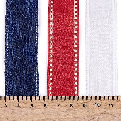 9 Yards 3 Styles Independence Day Polyester & Polycotton Ribbons Sets SRIB-A015-02A-04-1