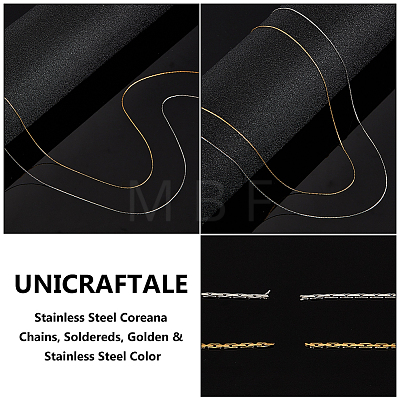 Unicraftale 9.2~10M 2 Colors 304 Stainless Steel Coreana Chains CHS-UN0001-22-1