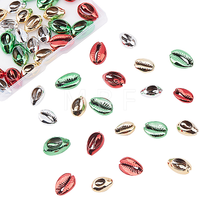 CHGCRAFT 48Pcs 4 Colors Electroplated Cowrie Shell Beads BSHE-CA0001-02-1