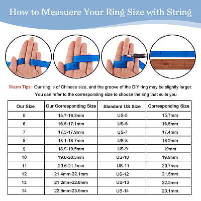 12Pcs 6 Size 201 Stainless Steel Grooved Finger Ring Settings RJEW-TA0001-05P-1