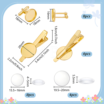 DIY Brass Cufflinks & Tie Clip Making Kits DIY-PH0035-72B-1